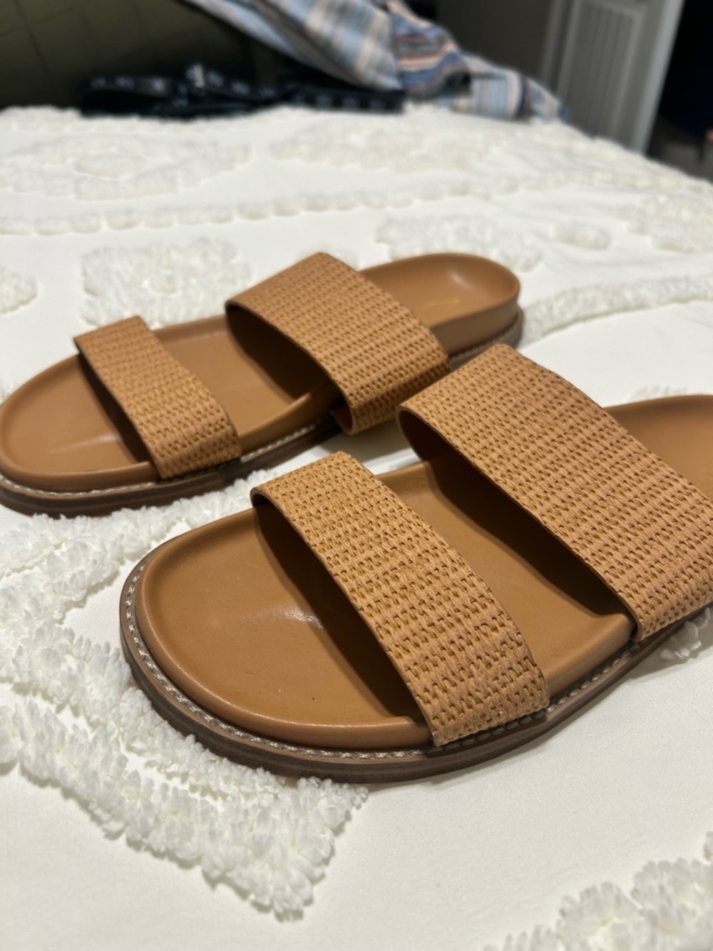 Joie Cognac Double-Strap Woven Slide Sandals - Picture 3 of 5